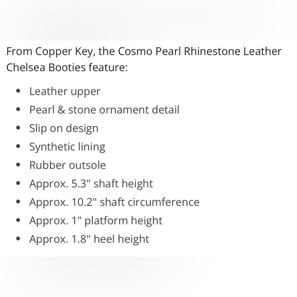 Copper Key COSMO PEARL RHINESTONE Leather Chelsea Booties NWT - Picture 11 of 11